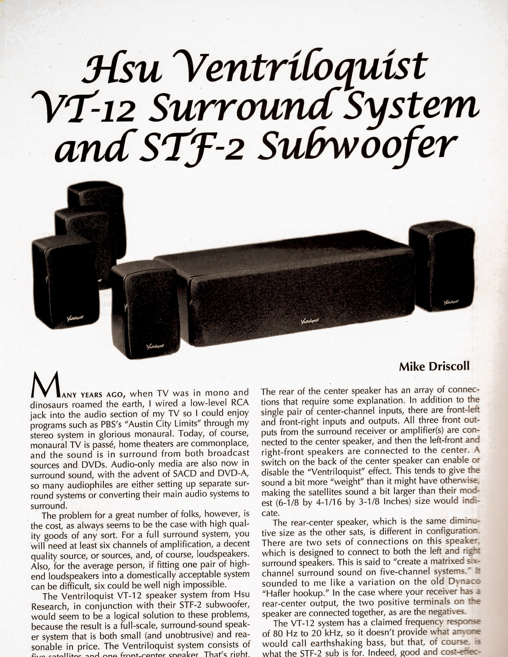 Audiophile Voice: Ventriloquist VT-i2 Surround System and SIF-2