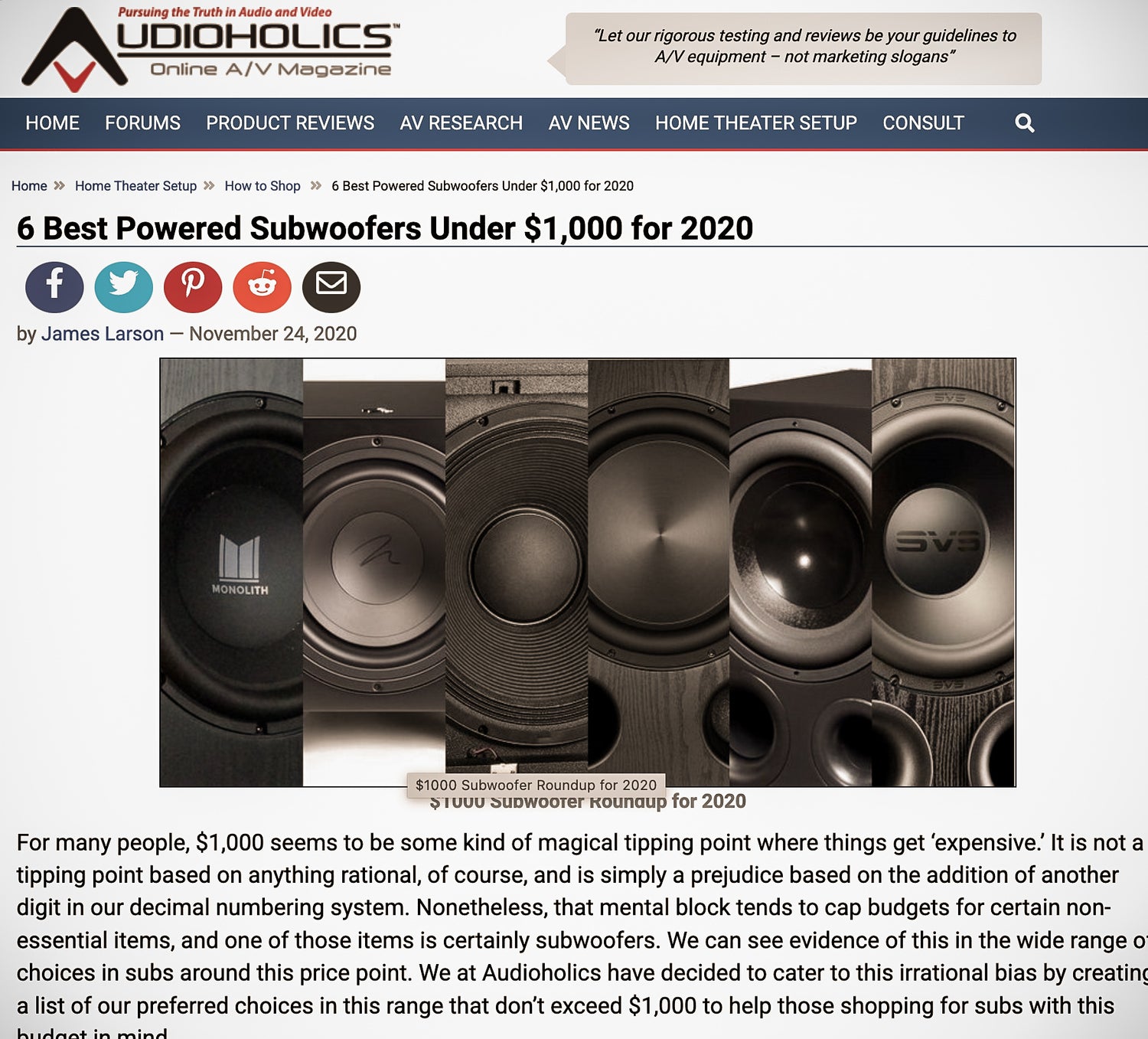 6 Best Featured Subwoofers Under $1,000 for 2020: Audioholics