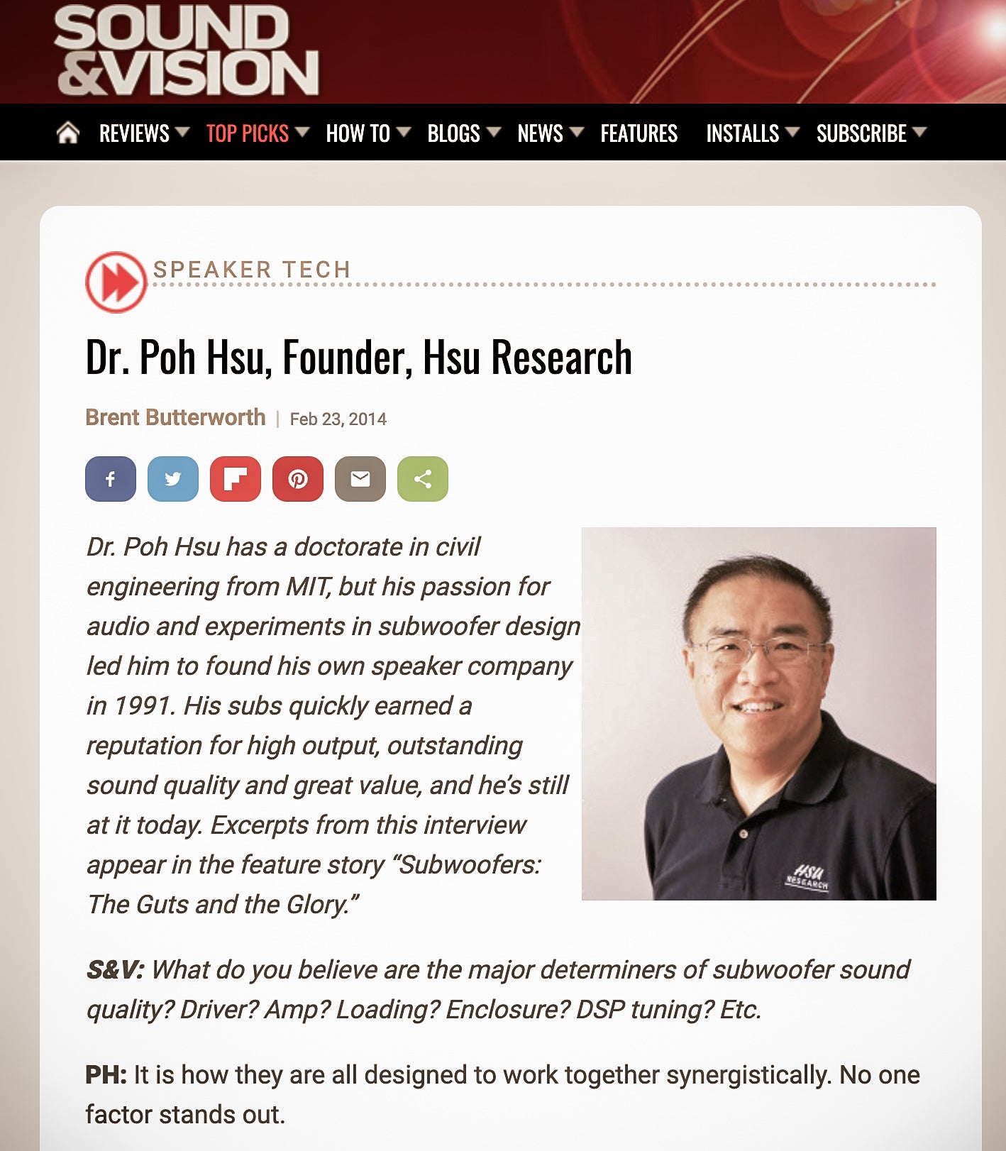 Interview Sound & Vision - Dr. Hsu 2014