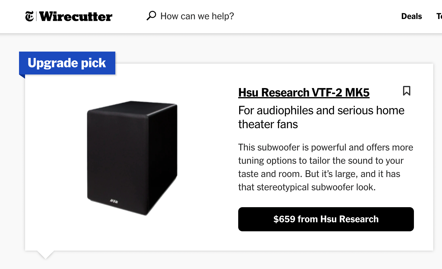 NYT Wirecutter 2023 Upgrade Pick VTF2 MK5 Hsu Research